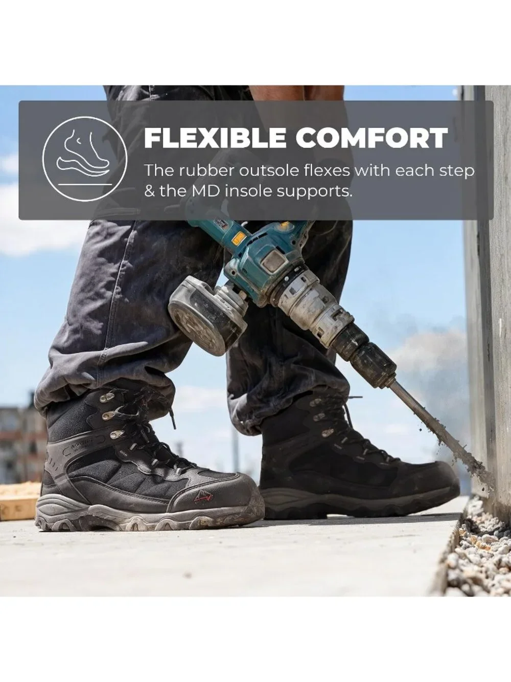 Men's Black Waterproof Shoes Casual High Top Steel Toe Non Slip Hiking Boot